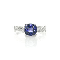2.69 Ct. Purplish Blue Sapphire and Natural Diamond Floral Ring, Platinum 950 Video