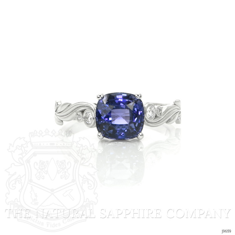 2.69 Ct. Purplish Blue Sapphire and Natural Diamond Floral Ring, Platinum 950