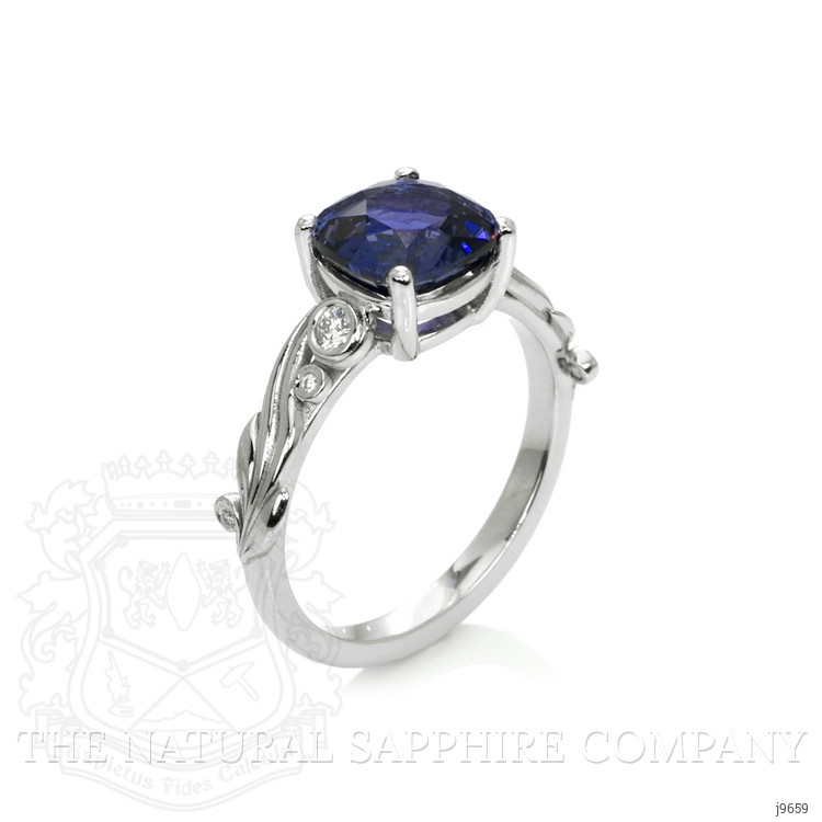 2.69 Ct. Purplish Blue Sapphire and Natural Diamond Floral Ring, Platinum 950