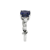 2.69 Ct. Purplish Blue Sapphire and Natural Diamond Floral Ring, Platinum 950 Image