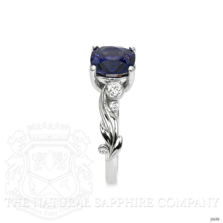 2.69 Ct. Purplish Blue Sapphire and Natural Diamond Floral Ring, Platinum 950
