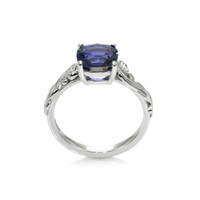 2.69 Ct. Purplish Blue Sapphire and Natural Diamond Floral Ring, Platinum 950 Image