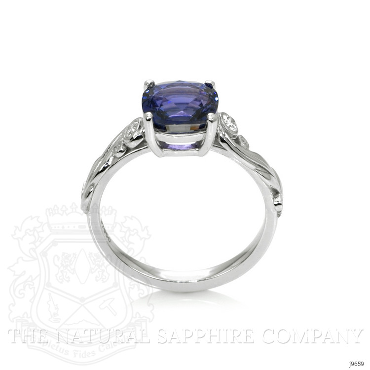 2.69 Ct. Purplish Blue Sapphire and Natural Diamond Floral Ring, Platinum 950