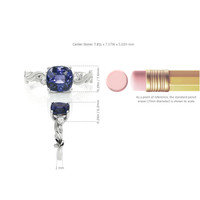 2.69 Ct. Purplish Blue Sapphire and Natural Diamond Floral Ring, Platinum 950 Image