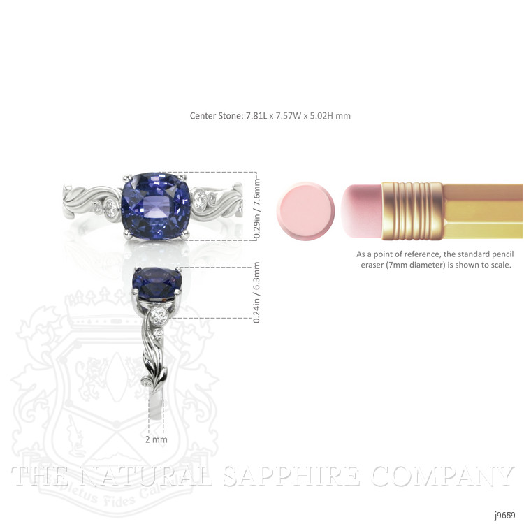 2.69 Ct. Purplish Blue Sapphire and Natural Diamond Floral Ring, Platinum 950
