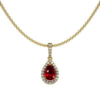 0.45 Ct. Ruby Natural Diamond Pave Pendant, 18K Yellow Gold Video