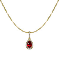 0.45 Ct. Ruby Natural Diamond Pave Pendant, 18K Yellow Gold Image
