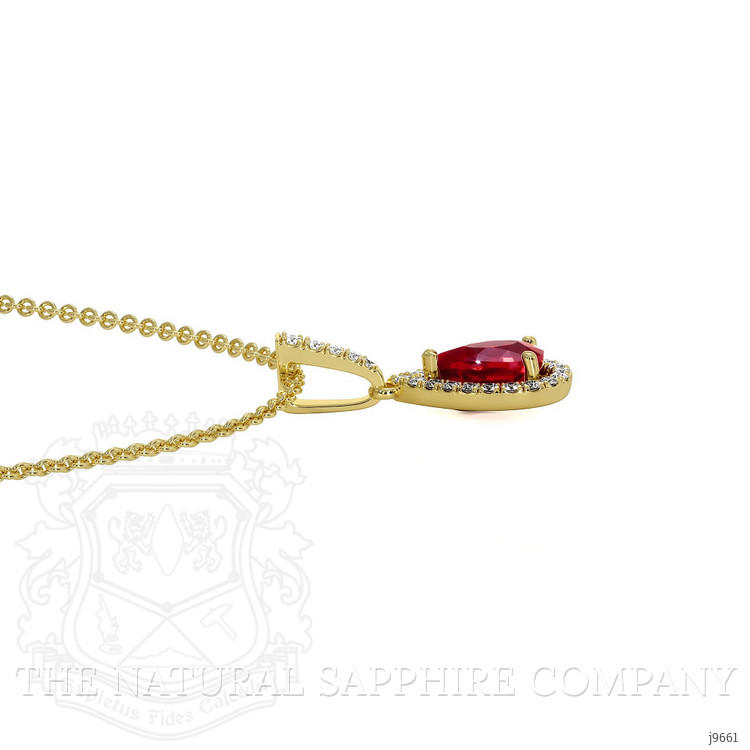 0.45 Ct. Ruby Natural Diamond Pave Pendant, 18K Yellow Gold
