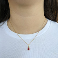 0.45 Ct. Ruby Natural Diamond Pave Pendant, 18K Yellow Gold Life Style