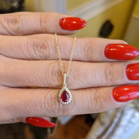 0.45 Ct. Ruby Natural Diamond Pave Pendant, 18K Yellow Gold Life Style