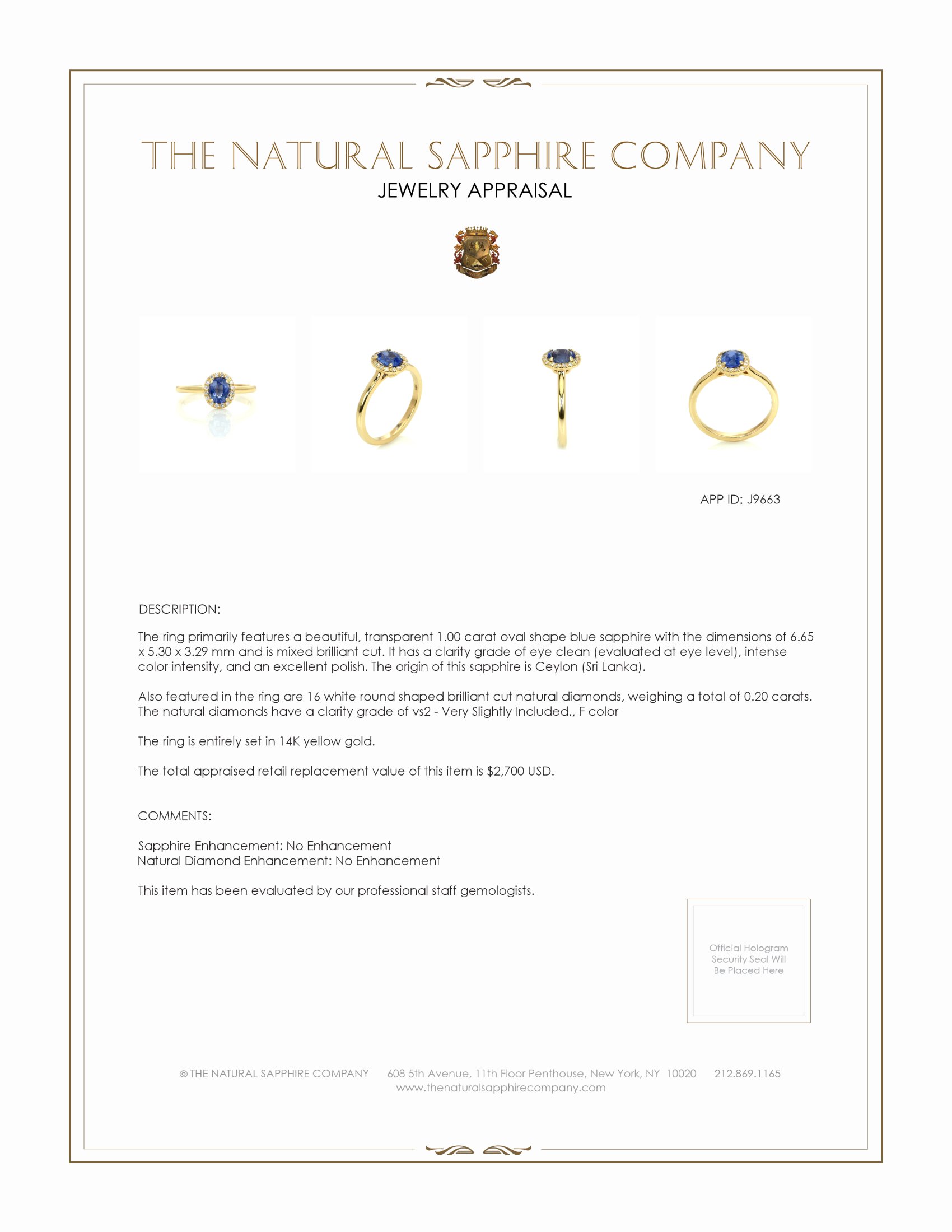 1.00 Ct. Blue Sapphire and Natural Diamond Pave Ring, 14K Yellow Gold