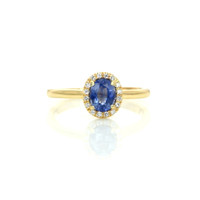 1.00 Ct. Blue Sapphire and Natural Diamond Pave Ring, 14K Yellow Gold Video