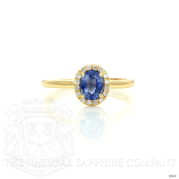 1.00 Ct. Blue Sapphire and Natural Diamond Pave Ring, 14K Yellow Gold
