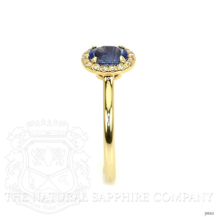 1.00 Ct. Blue Sapphire and Natural Diamond Pave Ring, 14K Yellow Gold
