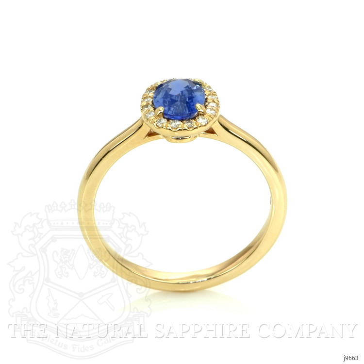 1.00 Ct. Blue Sapphire and Natural Diamond Pave Ring, 14K Yellow Gold