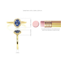 1.00 Ct. Blue Sapphire and Natural Diamond Pave Ring, 14K Yellow Gold Image