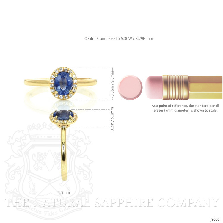 1.00 Ct. Blue Sapphire and Natural Diamond Pave Ring, 14K Yellow Gold