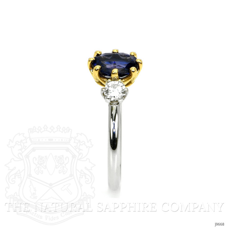 1.61 Ct. Color Change Sapphire and Natural Diamond Three Stone Ring, 18K White & Yellow