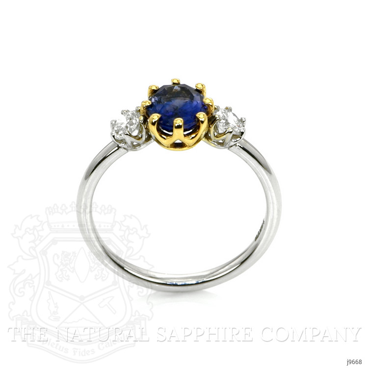 1.61 Ct. Color Change Sapphire and Natural Diamond Three Stone Ring, 18K White & Yellow