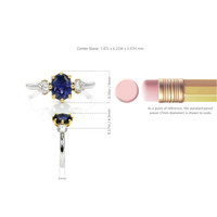 1.61 Ct. Color Change Sapphire and Natural Diamond Three Stone Ring, 18K White & Yellow Image