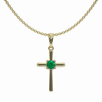 0.06 Ct. Emerald Antique Style Pendant, 18K Yellow Gold Video