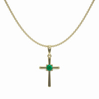0.06 Ct. Emerald Antique Style Pendant, 18K Yellow Gold Image