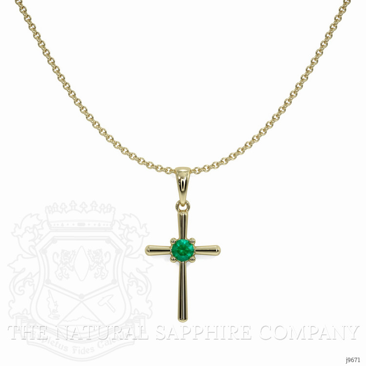 0.06 Ct. Emerald Antique Style Pendant, 18K Yellow Gold