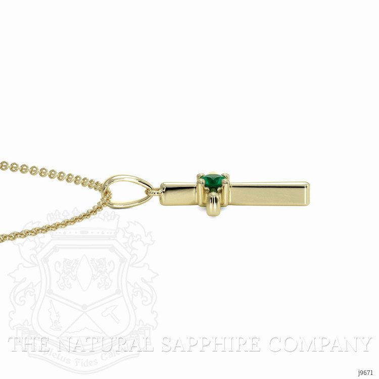 0.06 Ct. Emerald Antique Style Pendant, 18K Yellow Gold