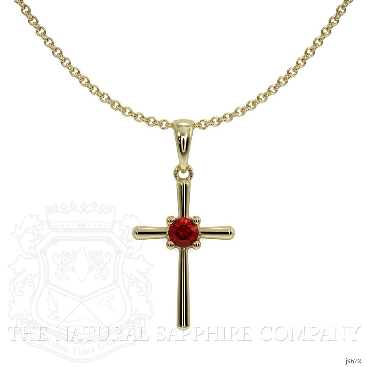 0.06 Ct. Ruby Antique Style Pendant, 18K Yellow Gold