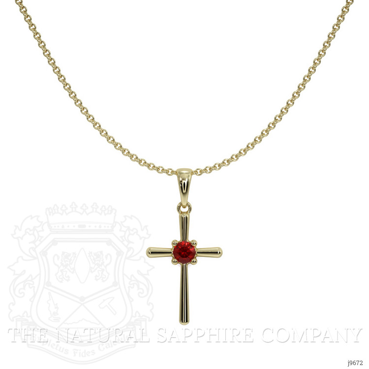 0.06 Ct. Ruby Antique Style Pendant, 18K Yellow Gold