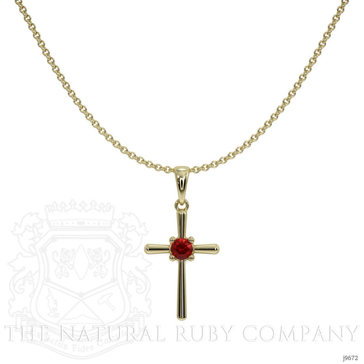 0.06 Ct. Ruby Antique Style Pendant, 18K Yellow Gold