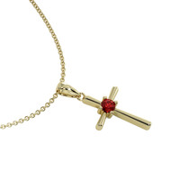 0.06 Ct. Ruby Antique Style Pendant, 18K Yellow Gold Image