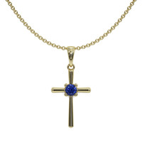 0.06 Ct. Blue Sapphire Solitaire Pendant, 18K Yellow Gold Video