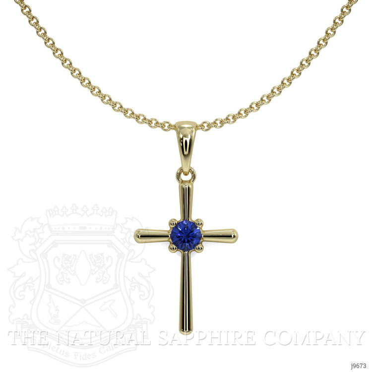 0.06 Ct. Blue Sapphire Solitaire Pendant, 18K Yellow Gold