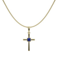 0.06 Ct. Blue Sapphire Solitaire Pendant, 18K Yellow Gold Image