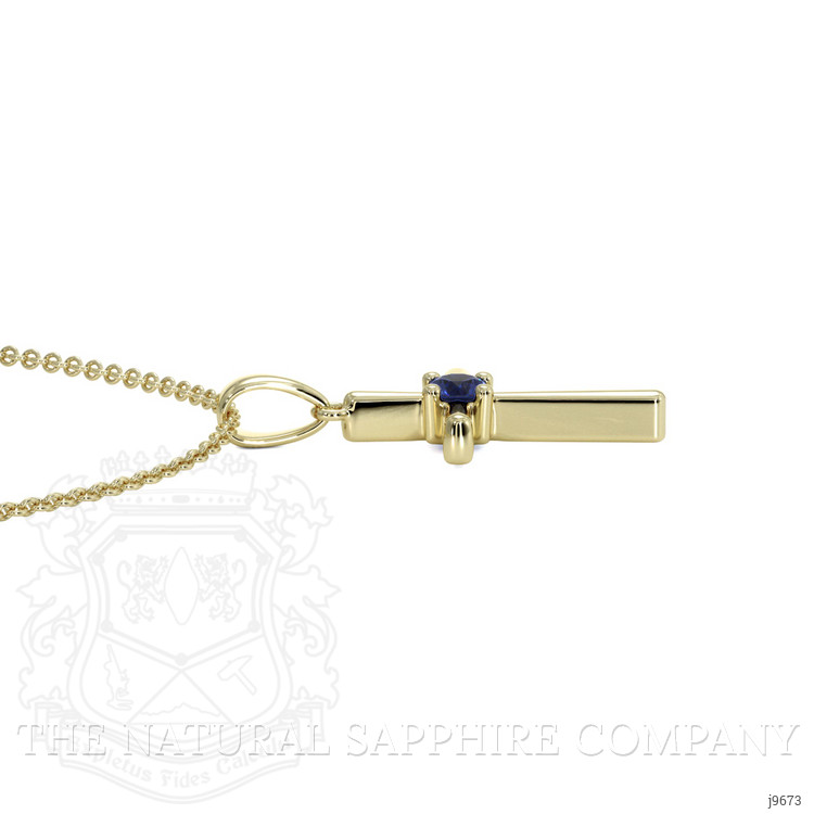 0.06 Ct. Blue Sapphire Solitaire Pendant, 18K Yellow Gold