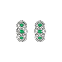 0.36 Ct.Tw. Emerald Natural Diamond Antique Style Earrings, 18K White Gold Video