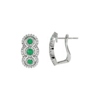 0.36 Ct.Tw. Emerald Natural Diamond Antique Style Earrings, 18K White Gold Image