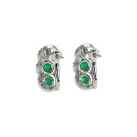 0.36 Ct.Tw. Emerald Natural Diamond Antique Style Earrings, 18K White Gold Image