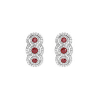 0.46 Ct.Tw. Ruby Natural Diamond Antique Style Earrings, 18K White Gold Video