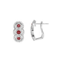 0.46 Ct.Tw. Ruby Natural Diamond Antique Style Earrings, 18K White Gold Image