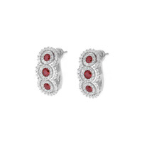 0.46 Ct.Tw. Ruby Natural Diamond Antique Style Earrings, 18K White Gold Image