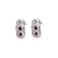 0.46 Ct.Tw. Ruby Natural Diamond Antique Style Earrings, 18K White Gold Image
