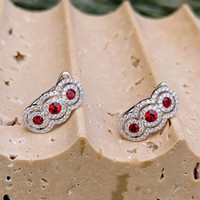 0.46 Ct.Tw. Ruby Natural Diamond Antique Style Earrings, 18K White Gold Life Style