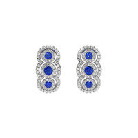 0.40&nbsp;Ct.Tw.Total Carat Weight Blue Sapphire and Natural Diamond Pave Earrings, 18K White Gold Video