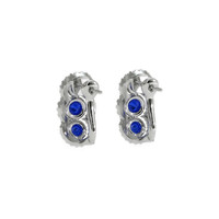 0.40&nbsp;Ct.Tw.Total Carat Weight Blue Sapphire and Natural Diamond Pave Earrings, 18K White Gold Image