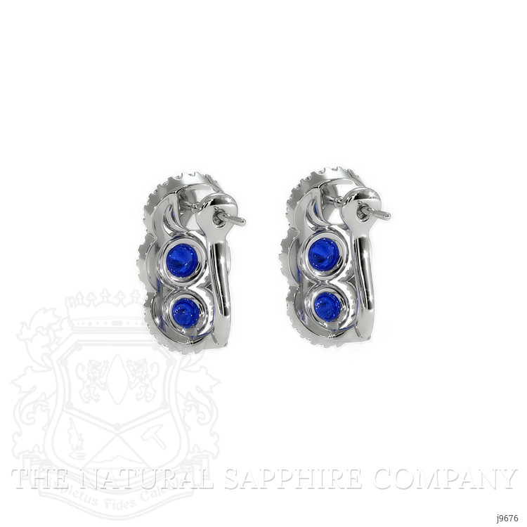 0.40 Ct.Tw. Blue Sapphire and Natural Diamond Pave Earrings, 18K White Gold