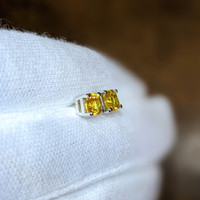 1.23&nbsp;Ct.Tw.Total Carat Weight Yellow Sapphire Studs Earrings, Platinum 950 Image