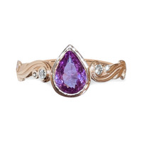 0.68 Ct. Sapphire Natural Diamond Bezel Ring, 14K Rose Gold Image