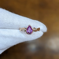 0.68 Ct. Sapphire Natural Diamond Bezel Ring, 14K Rose Gold Image